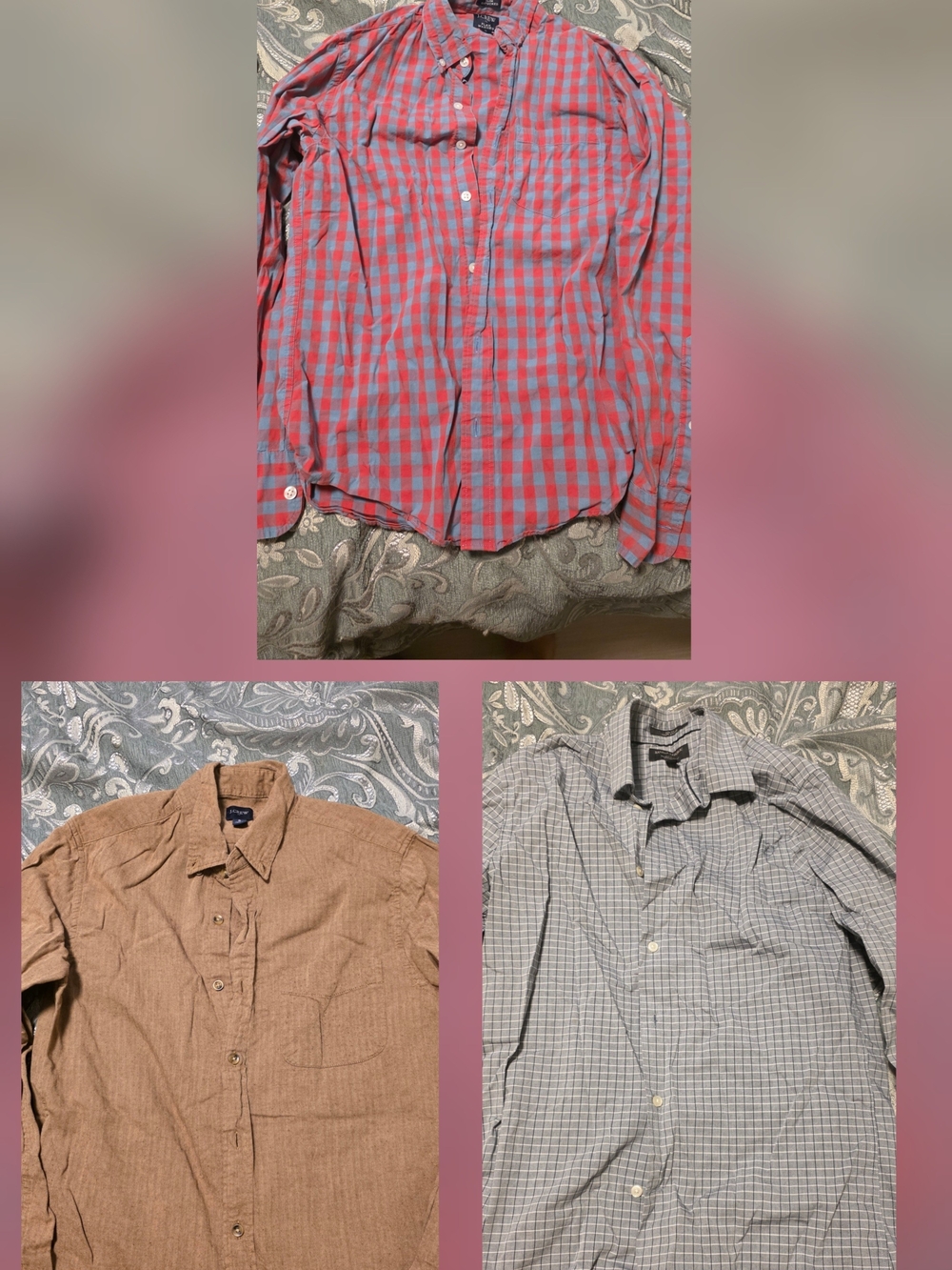 3 Shirt Set- Mens- SP (2 J Crew Cotton Shirts + 1 Banana Republic Dress Shirt)